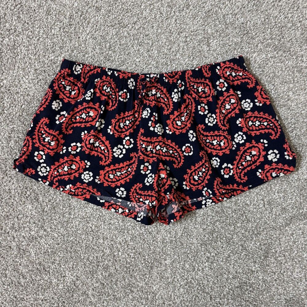 Aerie Sleep Pajama Shorts Womens Small Blue Paisley Drawstring Lounge Soft